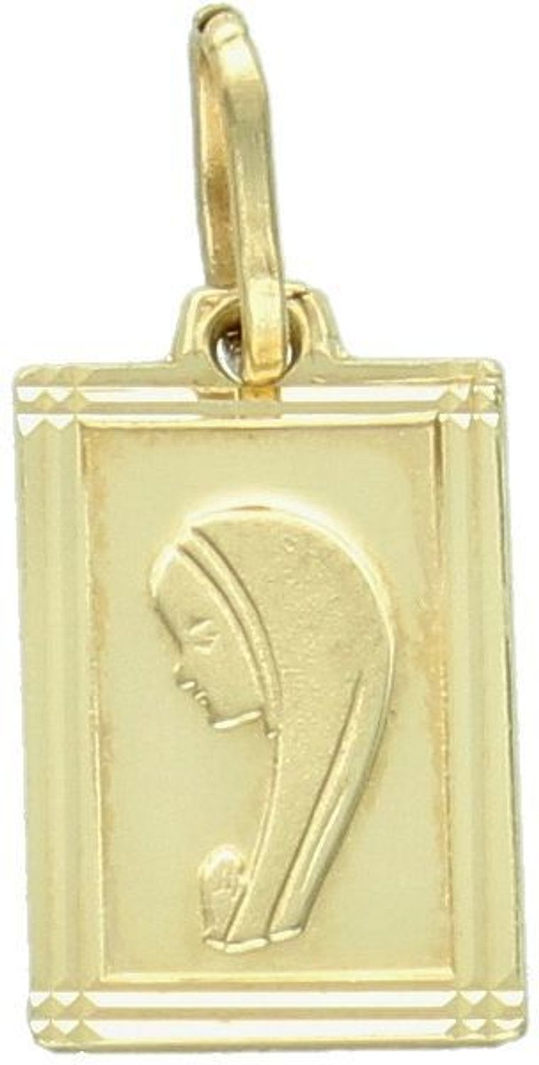 Złoty medalik z Matką Boską Fatimską  w kształcie prostokąta ZA 1111 585  Złoty medalik idealny pomysł na prezent na chrzest św., komunię Złoty medalik  z Matką Boską Fatimską  1.jpg